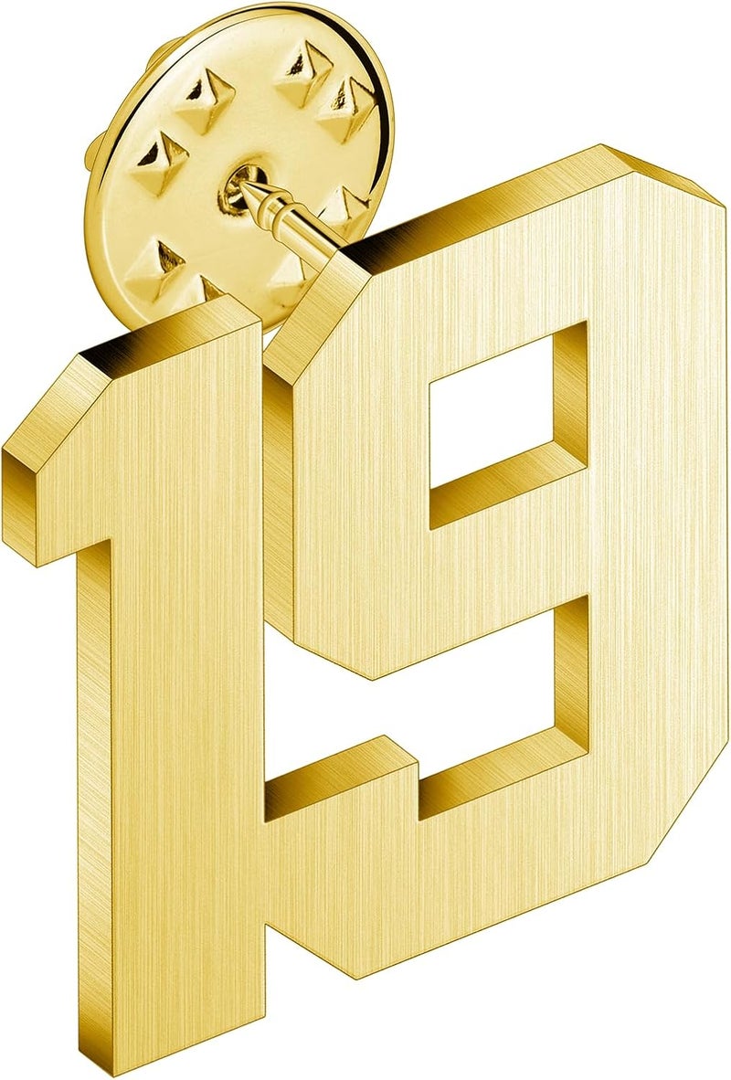 AMITER Personalized 0-100 Number Lapel Pins, 18K Gold Brooch Pin Tie Tacks for Suits, Neckties, Hats, Men & Women - Image 1